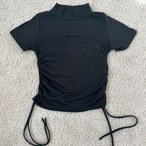 Brit & Bri Turtle Neck Black Crop Top